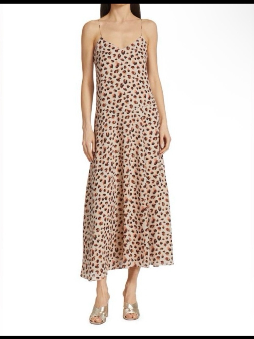 Theory Leopard Print Maxi Dress in Tan and Brown